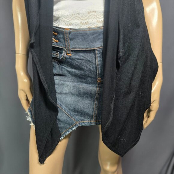 Y2K Black Sleeveless Cardigan Pink Metallic Wings Size S Emo scene Mall Goth - Picture 7 of 10